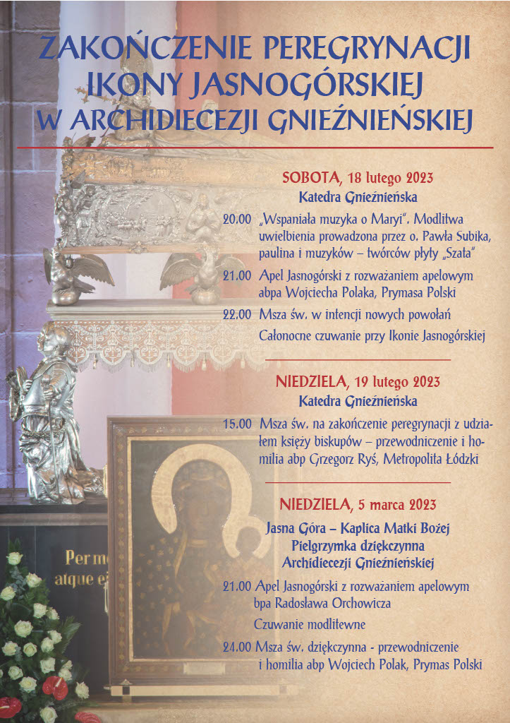 Zakończenie peregrynacji Ikony Jasnogórskiej w Archidiecezji Gnieźnieńskiej